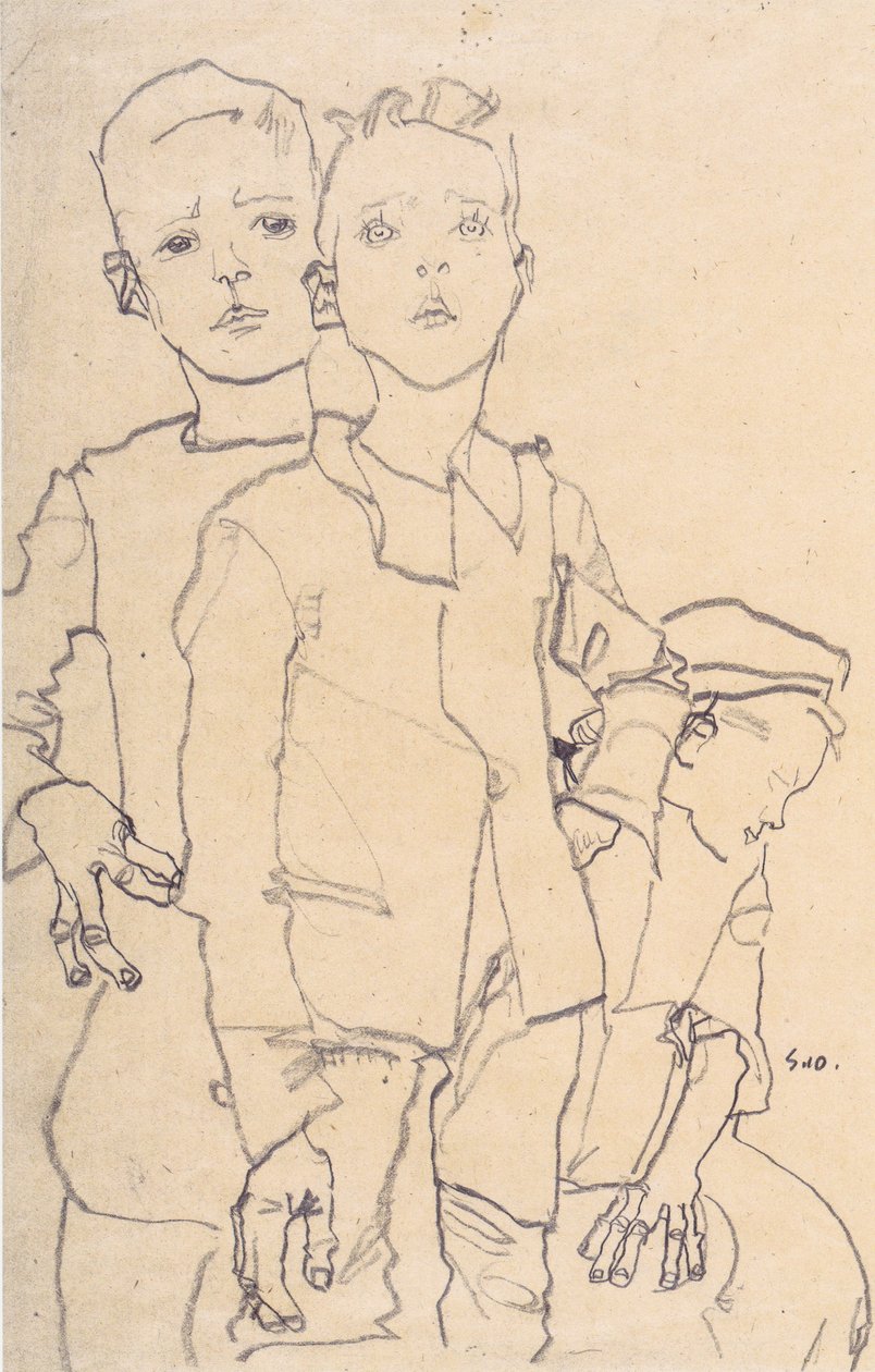 Drei Gassenbuben von Egon Schiele