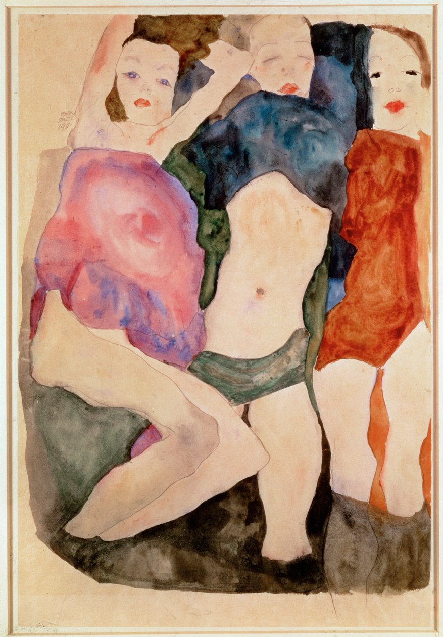 Drei Mädchen von Egon Schiele