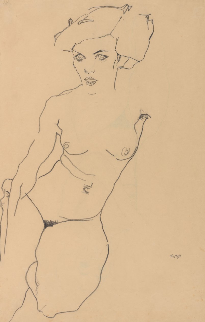 Kniende weibliche Akt von Egon Schiele