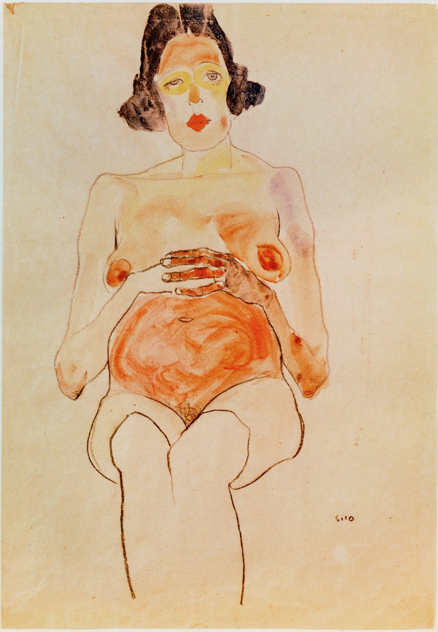 Roter Akt, schwanger von Egon Schiele