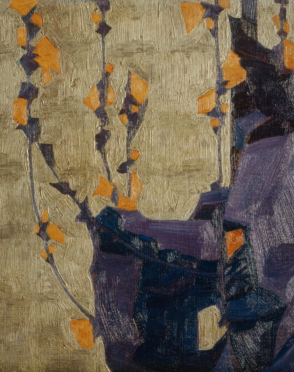 Stilisierte Blume vor dekorativem Hintergrund von Egon Schiele