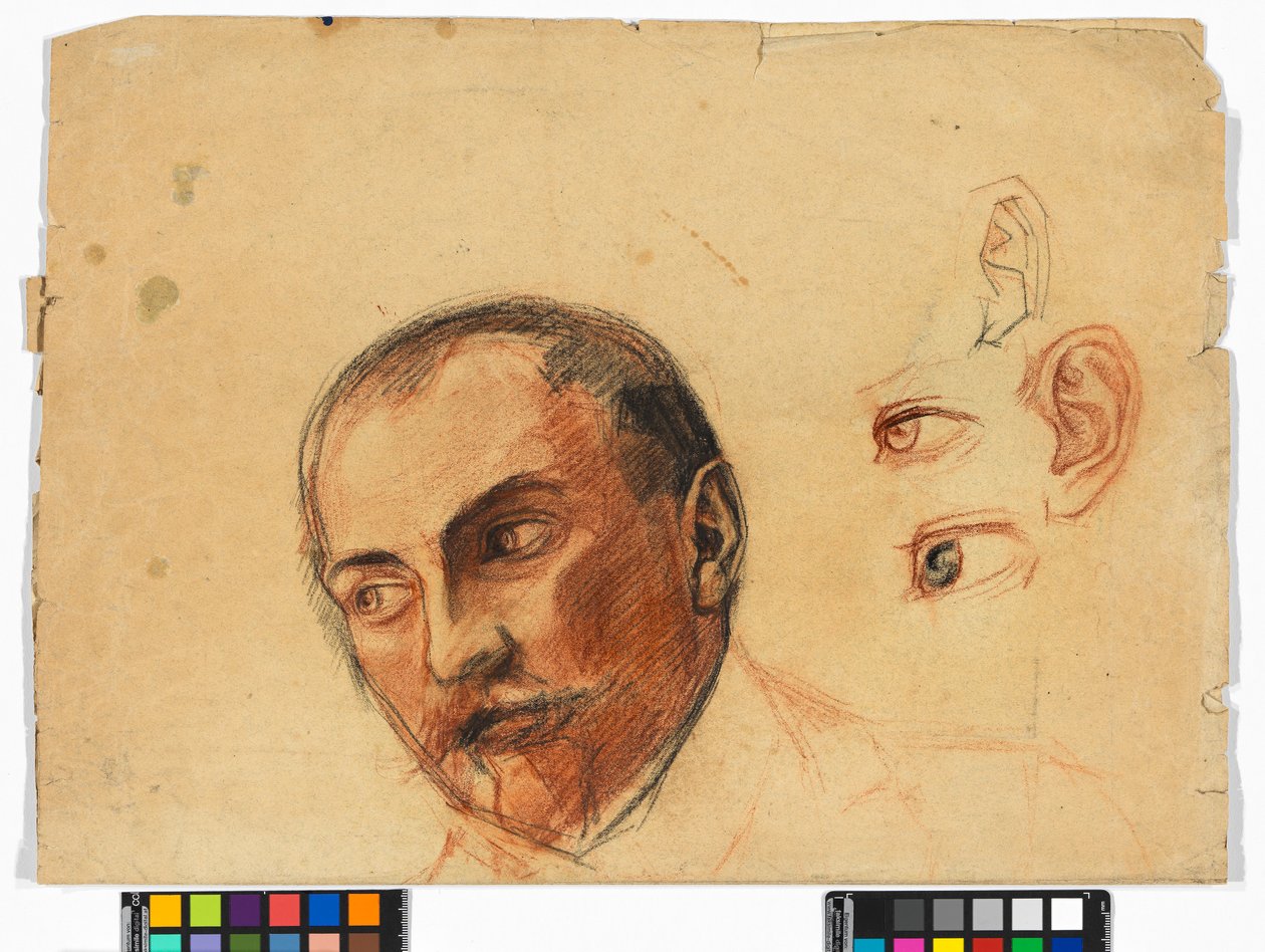 Studienblatt (Kopf, Augen, Ohren) von Egon Schiele