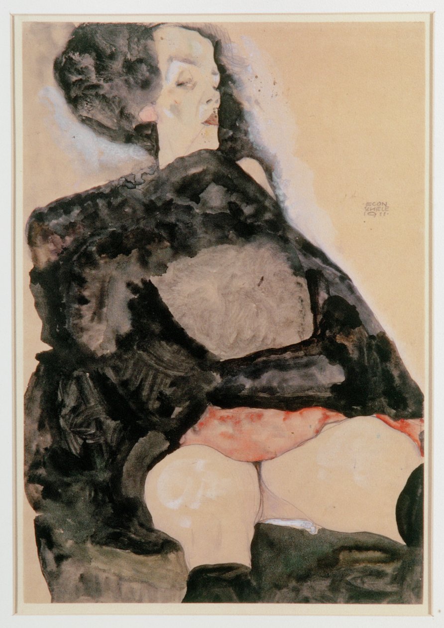 Frau in Schwarz von Egon Schiele