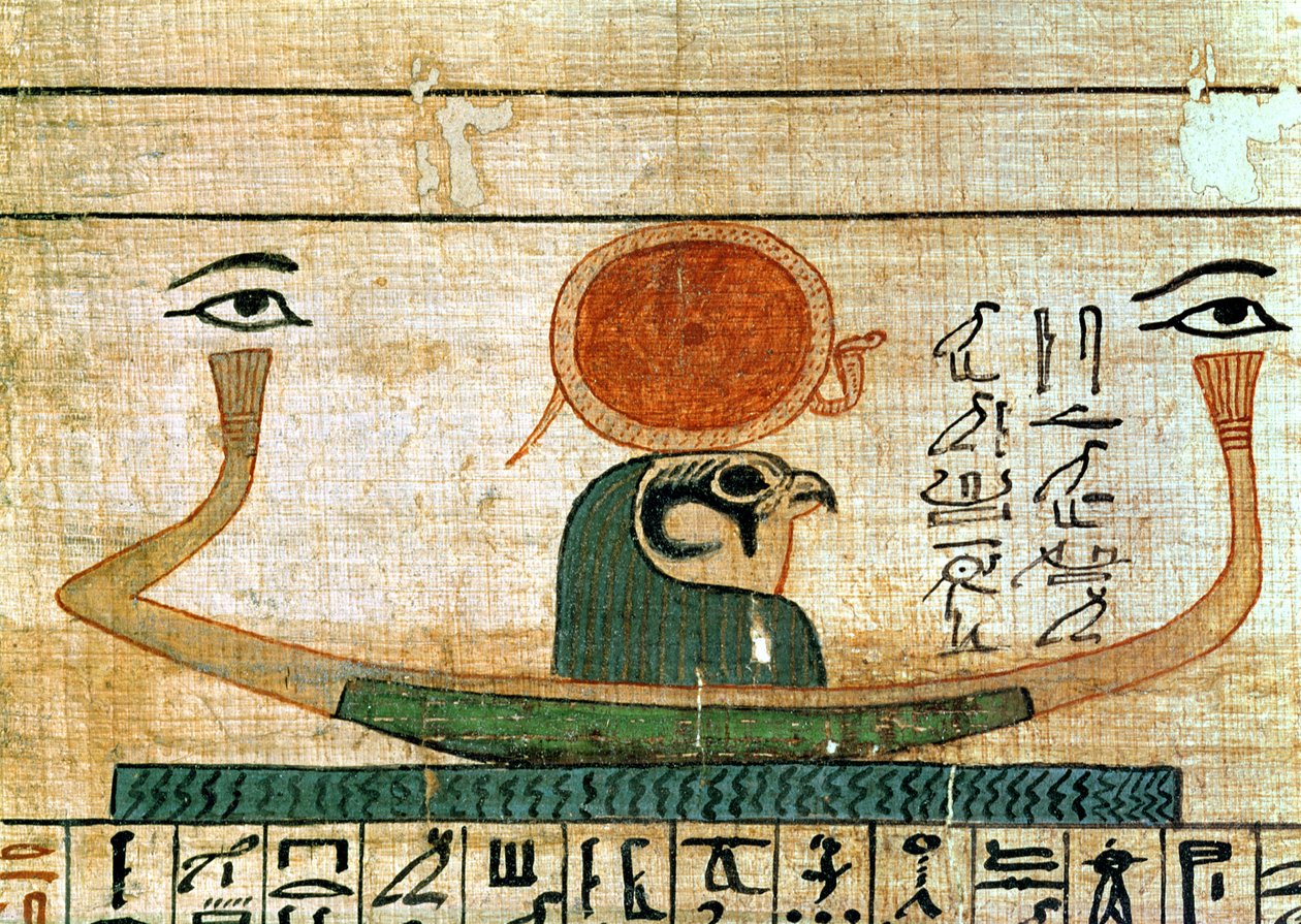 Ägyptischer Grabpapyrus, der die Barke von Re-Herakhty darstellt von Egyptian