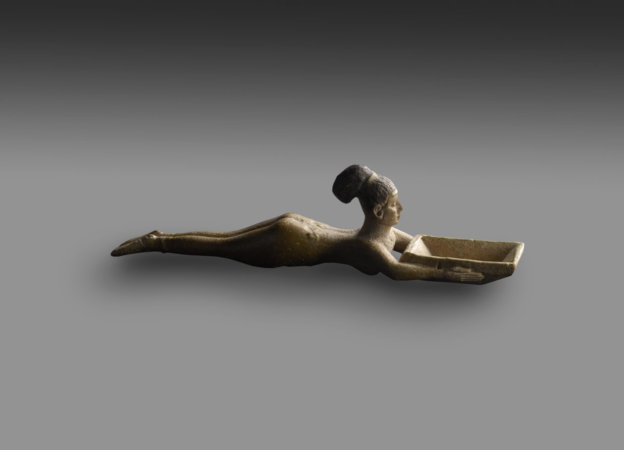 Kosmetiklöffel in Form eines schwimmenden Mädchens, aus einem Grab in Sanam, Nubien, Spätzeit, ca. 747-702 v. Chr. von Egyptian 25th Dynasty