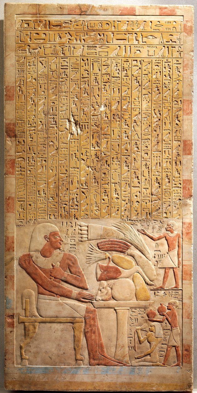Stele des Verwalters Mentuwoser, ca. 1944 v. Chr. (bemalter Kalkstein) von Egyptian 12th Dynasty