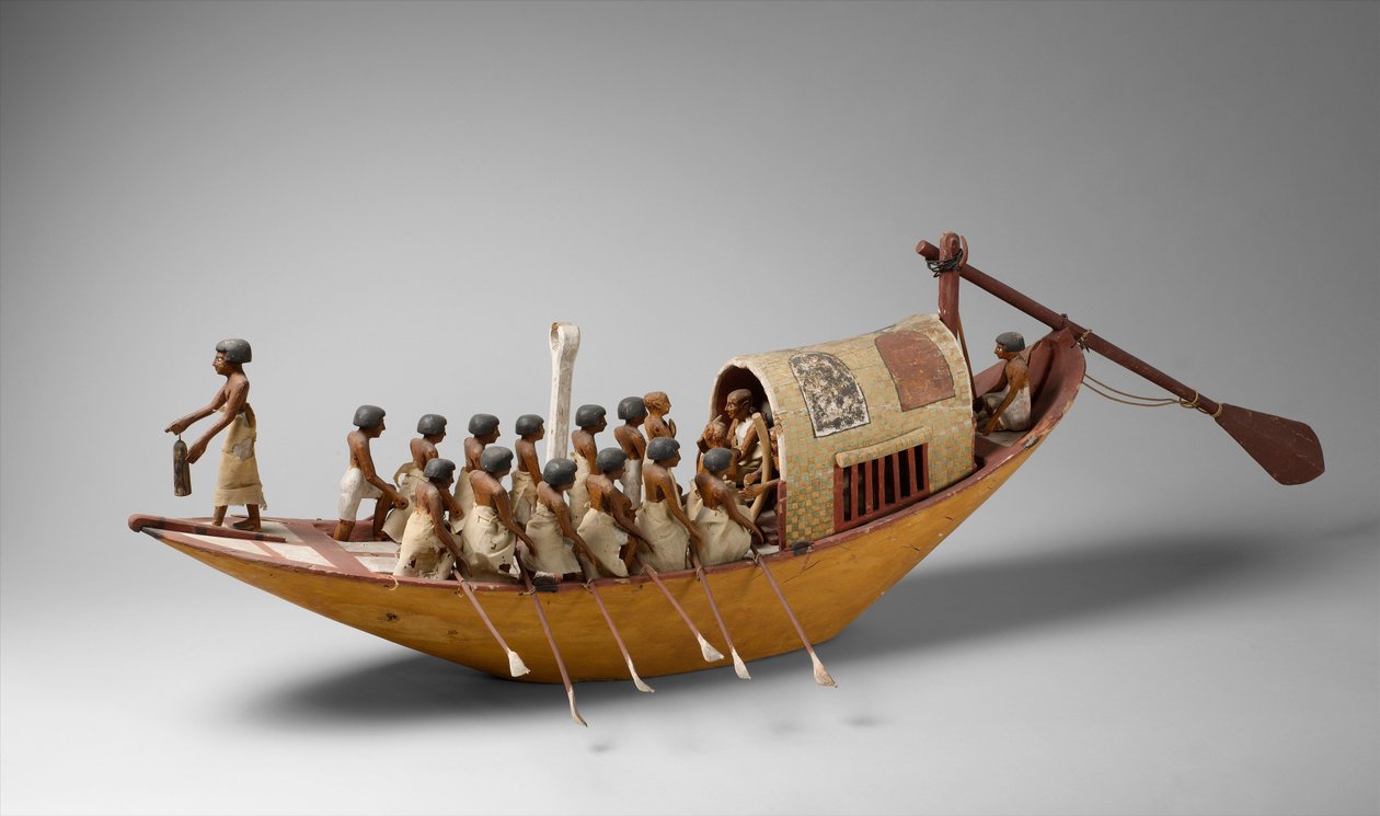Reiseboot, das vom Grab des Meketre gerudert wird, ca. 1981-1975 v. Chr. (Holz, Farbe, Gips, Leinenzwirn und Leinen) von Egyptian 12th Dynasty