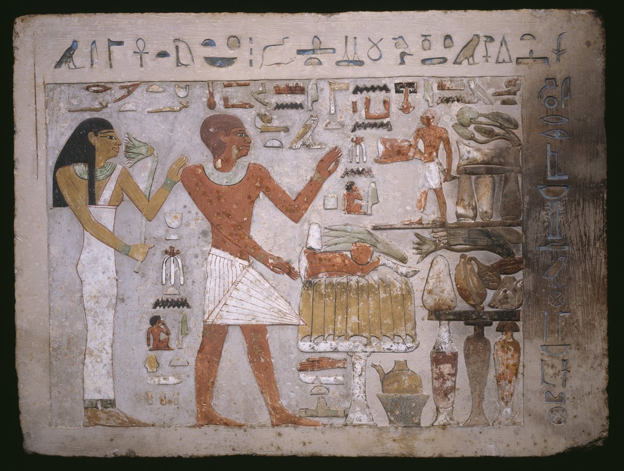 Wandfragment aus dem Grab von Amenemhet und seiner Frau Hemet, Mittleres Reich von Egyptian 12th Dynasty
