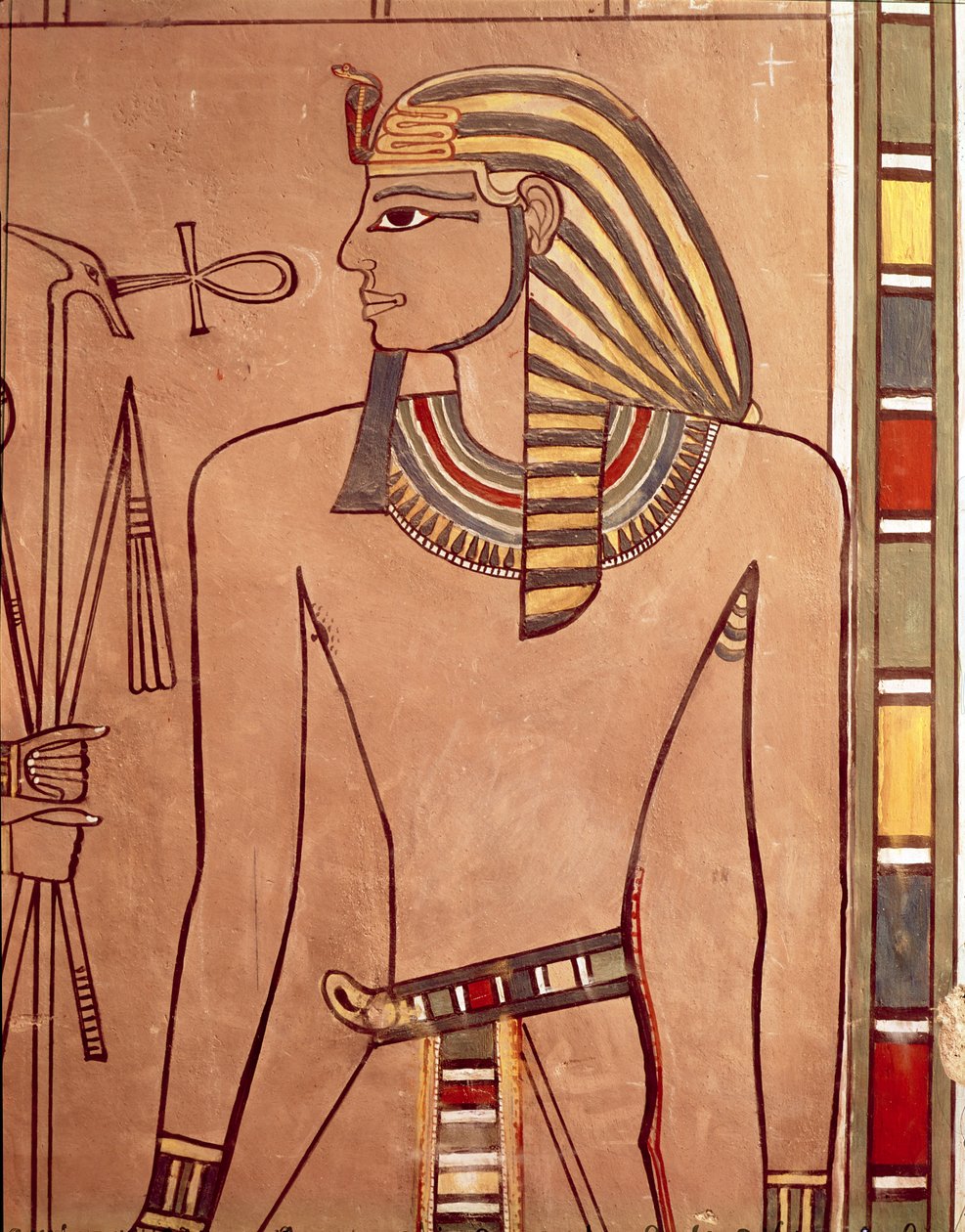 Amenhotep II. (ca. 1427-1392 v. Chr.) mit einem Ankh, das zu seinen Lippen erhoben wird, aus der Sarkophagkammer seines Grabes, Neues Reich von Egyptian 18th Dynasty