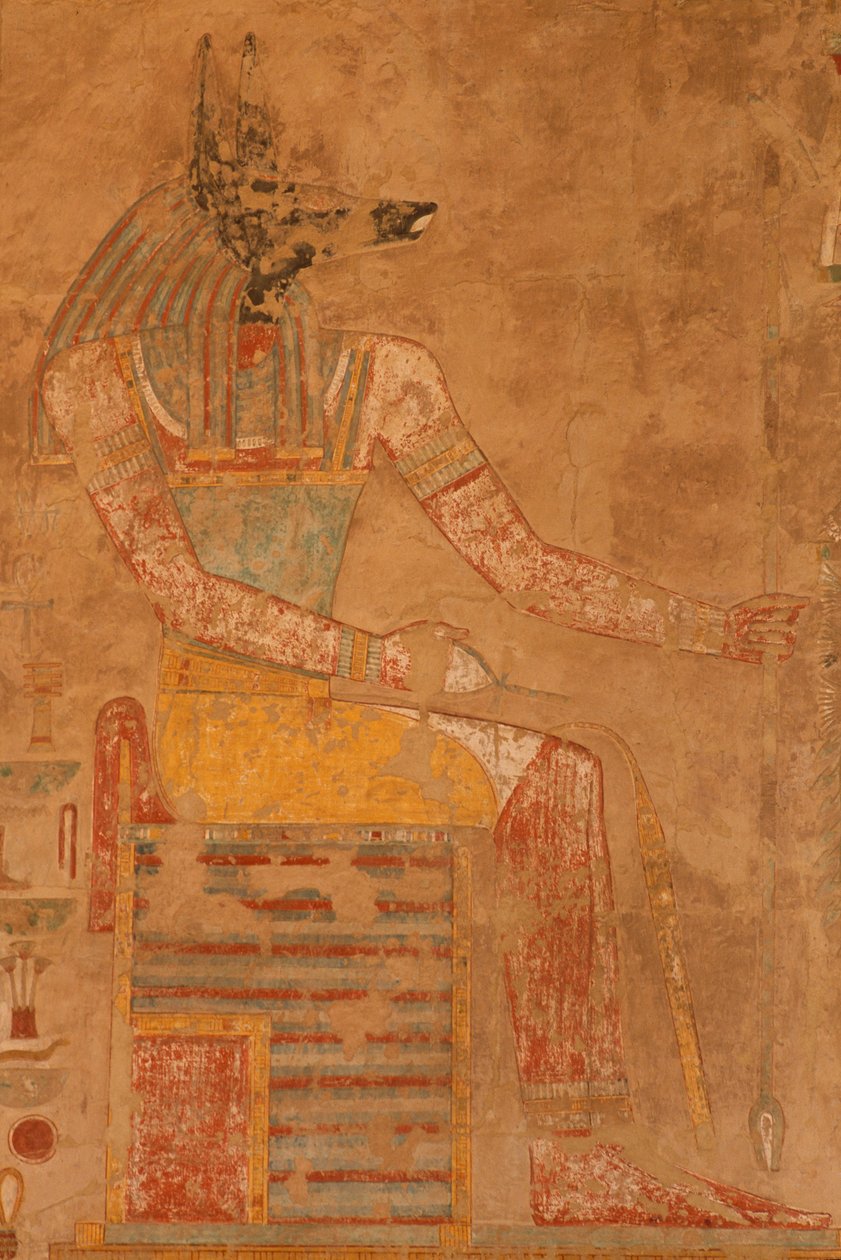 Anubis, der Gott des Todes aus dem Totentempel der Königin Hatschepsut (ca. 1503-1482 v. Chr.) von Egyptian 18th Dynasty