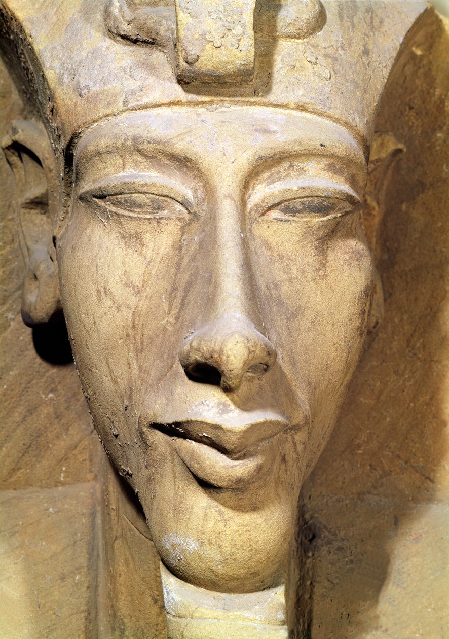 Büste von Amenophis IV. (Echnaton) (ca. 1364-1347 v. Chr.) aus dem Tempel von Amun, Karnak, ca. 1353-1337 v. Chr. (Detail) von Egyptian 18th Dynasty