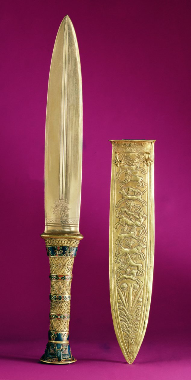 Dolch und Scheide, aus dem Grab von Tutanchamun (ca. 1370-1352 v. Chr.) Neues Reich von Egyptian 18th Dynasty