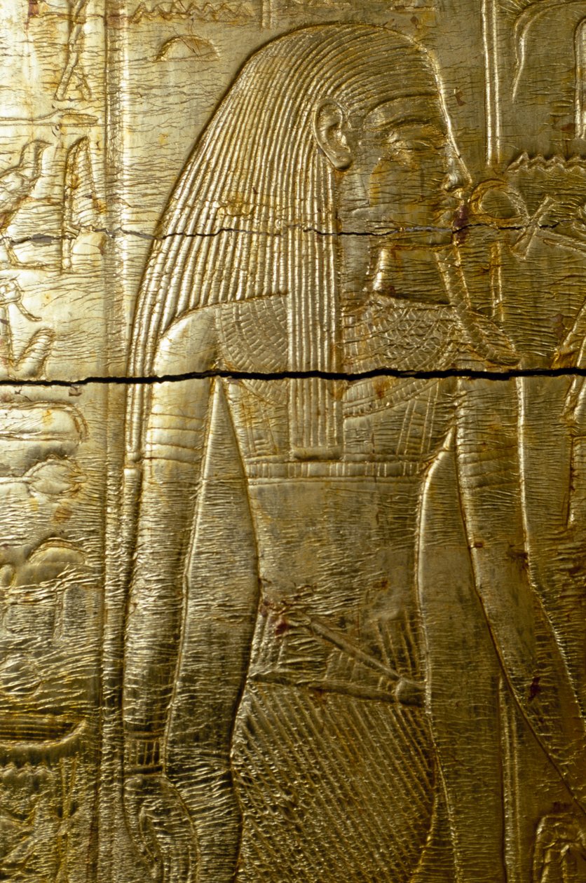 Detail aus der Gravur der goldbedeckten Kapelle von Tutanchamun von Egyptian 18th Dynasty