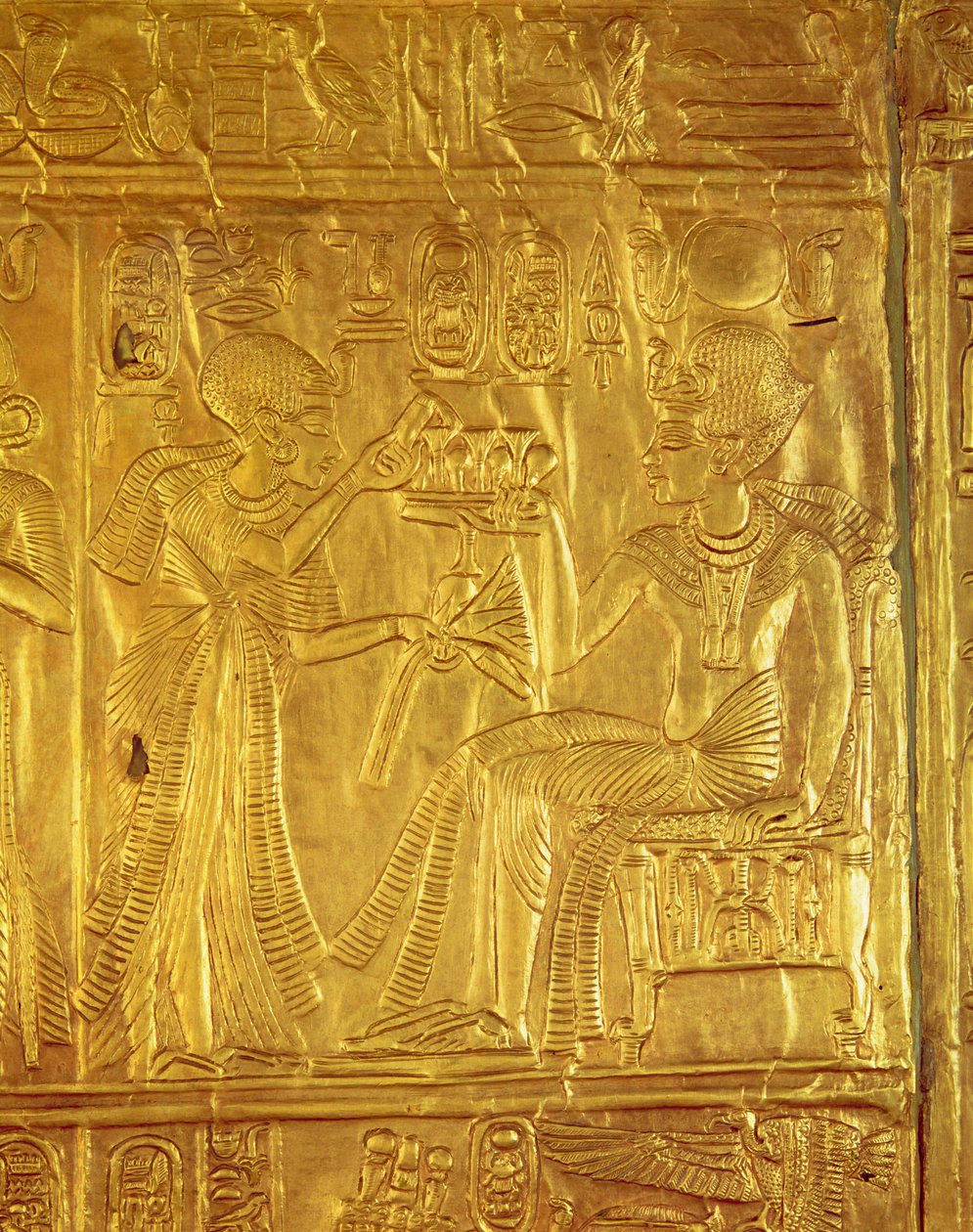 Detail vom Goldenen Schrein, aus dem Grab von Tutanchamun (ca. 1370-1352 v. Chr.) Neues Reich von Egyptian 18th Dynasty