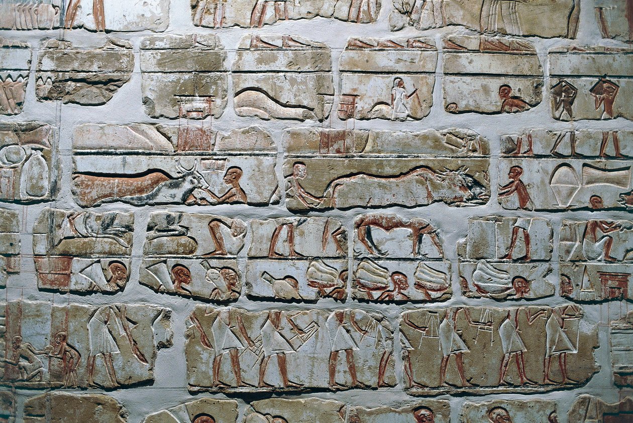 Ägypten, Theben, Luxor, Tempel von Karnak, Talatat-Mauer aus dem Tempel von Amenhotep IV. von Egyptian 18th Dynasty