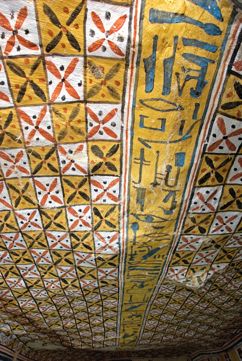 Ägyptische Antiquität: Decke mit geometrischen Motiven, Grab von Roy von Egyptian 18th Dynasty