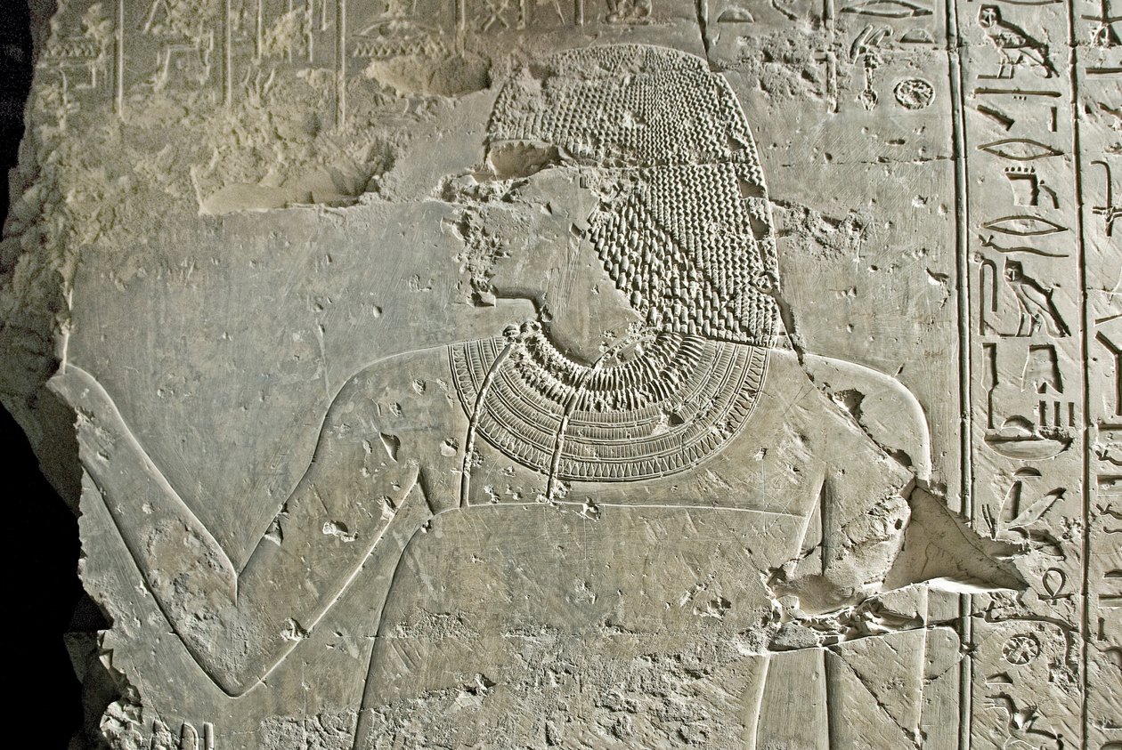 Ägyptische Antiquität: Darstellung des Wesirs Ramose. Flachrelief aus seinem Grab (18. Dynastie). Luxor, Theben, Grab der Adligen Ägypten von Egyptian 18th Dynasty