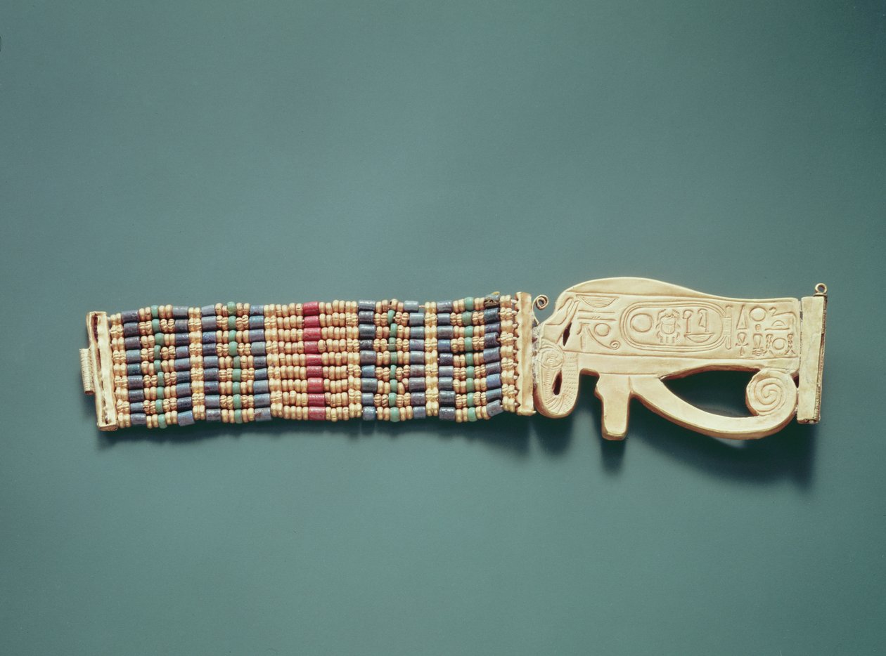 Flexibles Perlenarmband, aus dem Grab von Tutanchamun, Neues Reich von Egyptian 18th Dynasty