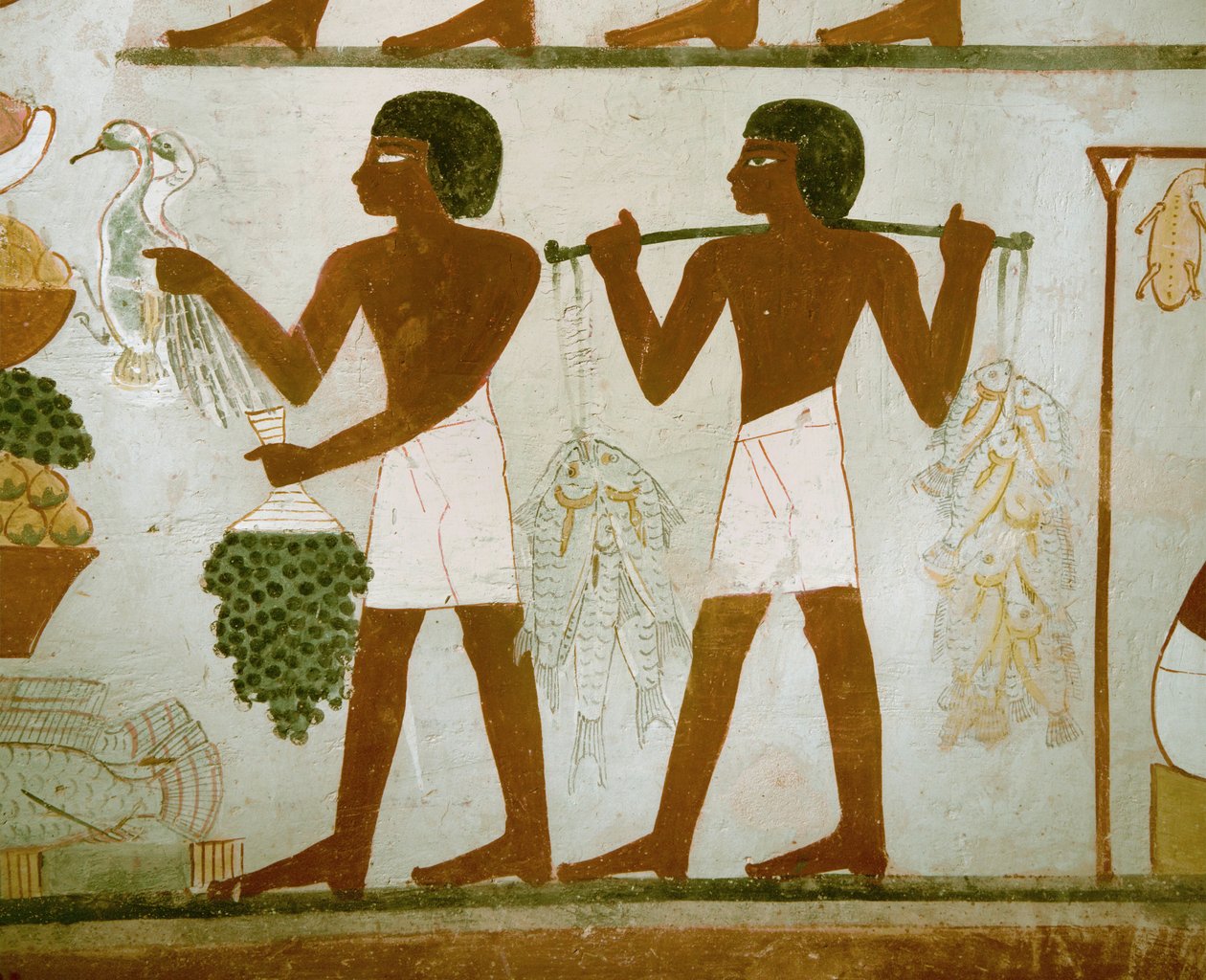 Männer tragen Obst und Essen für die Verstorbenen von Egyptian 18th Dynasty
