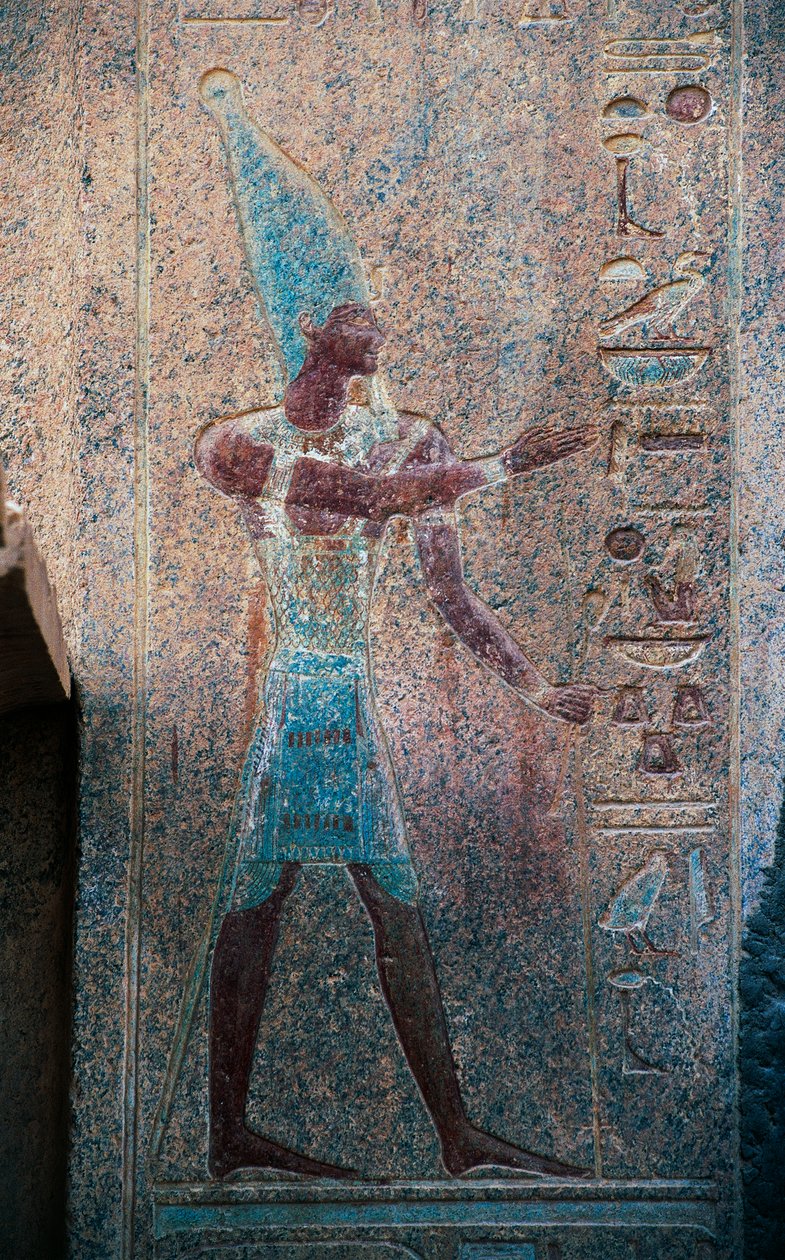 Pharao mit Krone von Oberägypten, Totentempel von Hatschepsut, Deir el-Bahari, Thebanische Nekropole (UNESCO-Welterbeliste) von Egyptian 18th Dynasty
