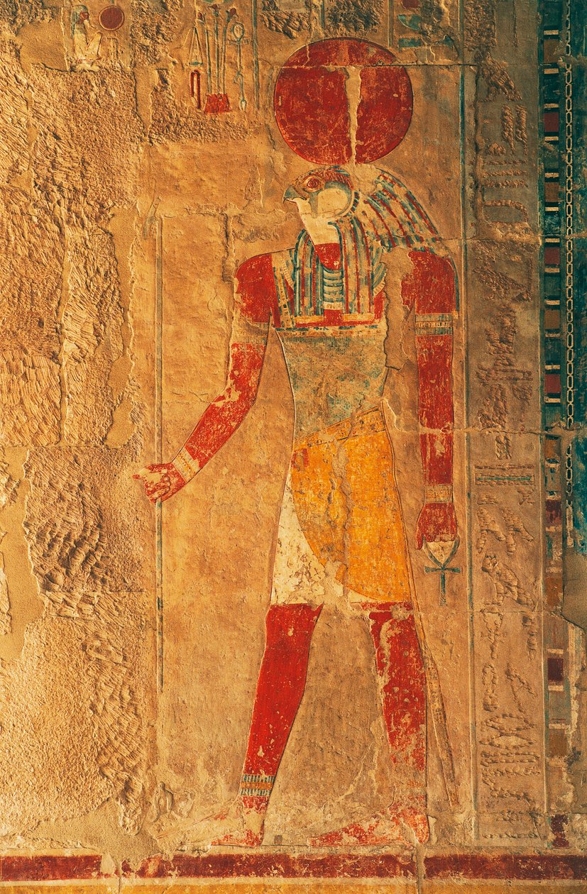 Relief mit Ra Horakhty, Totentempel von Hatschepsut, Deir el-Bahari, Thebanische Nekropole (UNESCO-Welterbeliste) von Egyptian 18th Dynasty