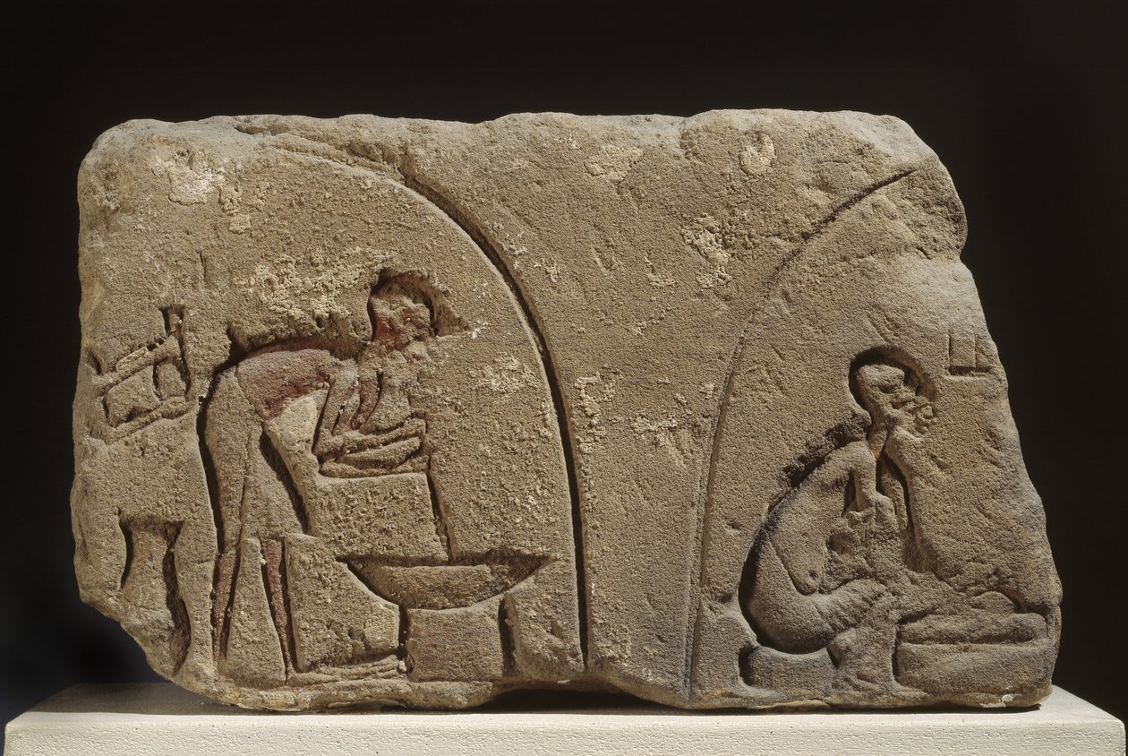 Sandsteinrelief der Zubereitung einer Mahlzeit von Egyptian 18th Dynasty