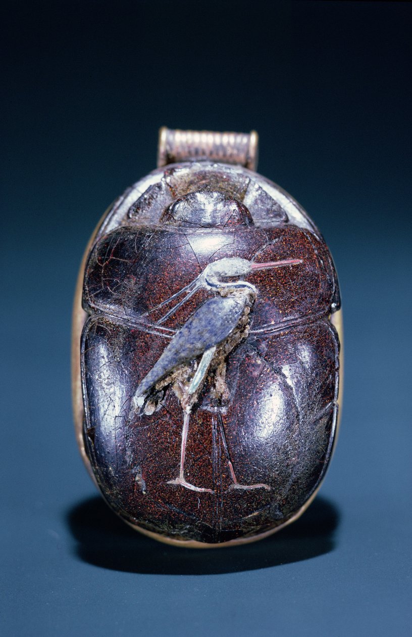 Skarabäus mit Reiher, aus dem Grab von Tutanchamun von Egyptian 18th Dynasty