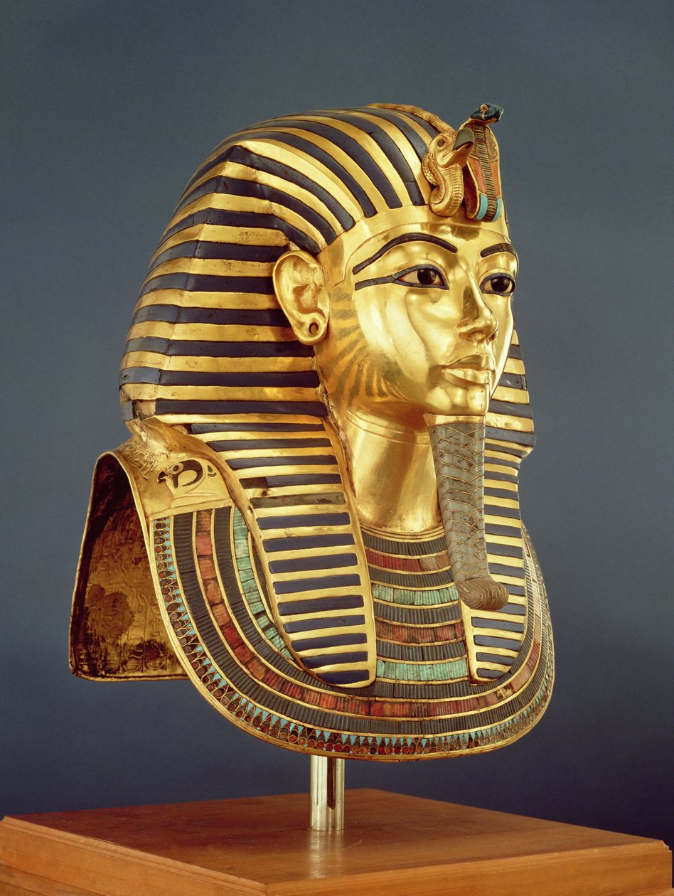Die Totenmaske von Tutanchamun (ca. 1370-1352 v. Chr.) Neues Reich, ca. 1336-1327 v. Chr. von Egyptian 18th Dynasty