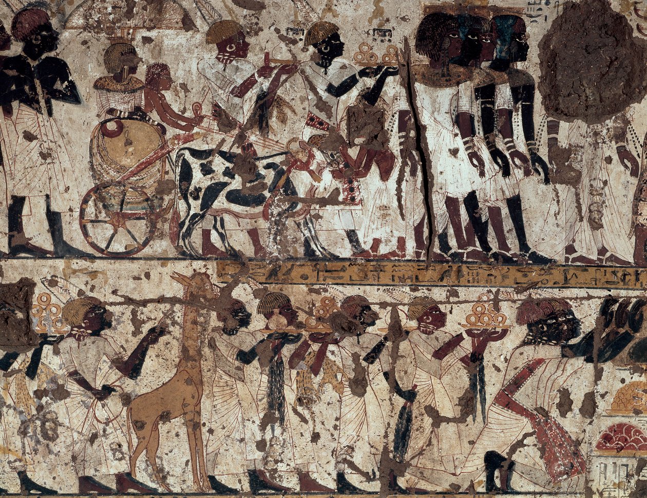Huldigung an die nubische Adel von König Tutanchamun, Grab von Huy, Qurnet Murai, Thebanische Nekropole (Unesco-Welterbeliste) von Egyptian 18th Dynasty