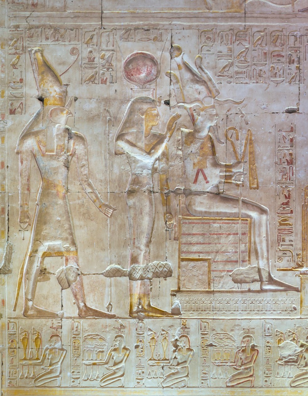 Farbrelief, Tempel von Seti I, Abydos, Ägypten von Egyptian 19th Dynasty