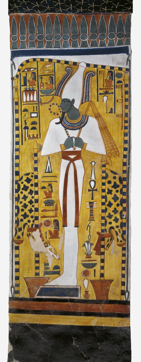 Ägypten, Theben, Luxor, Tal der Königinnen, Grab von Nefertari, Wandmalerei von Osiris in der Grabkammer aus der 19. Dynastie von Egyptian 19th Dynasty