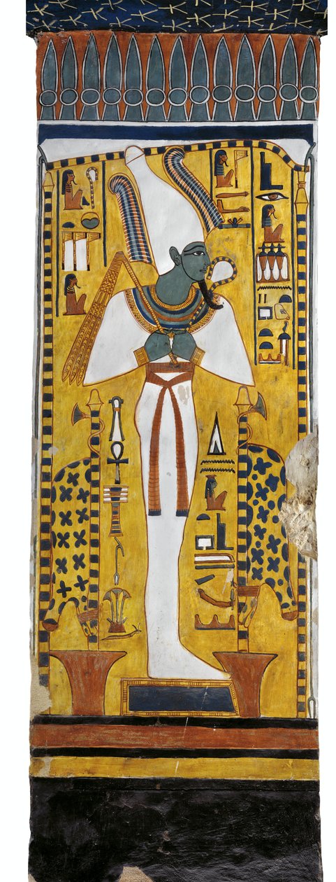 Ägypten, Theben, Luxor, Tal der Königinnen, Grab von Nefertari, Wandmalerei von Osiris in der Grabkammer aus der 19. Dynastie von Egyptian 19th Dynasty