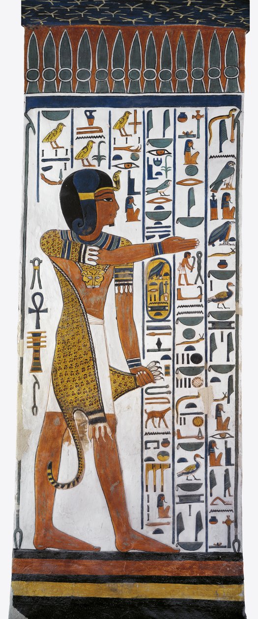 Ägypten, Theben, Luxor, Tal der Königinnen, Grab von Nefertari, Wandmalerei des Gottes Horus in der Grabkammer aus der 19. Dynastie von Egyptian 19th Dynasty