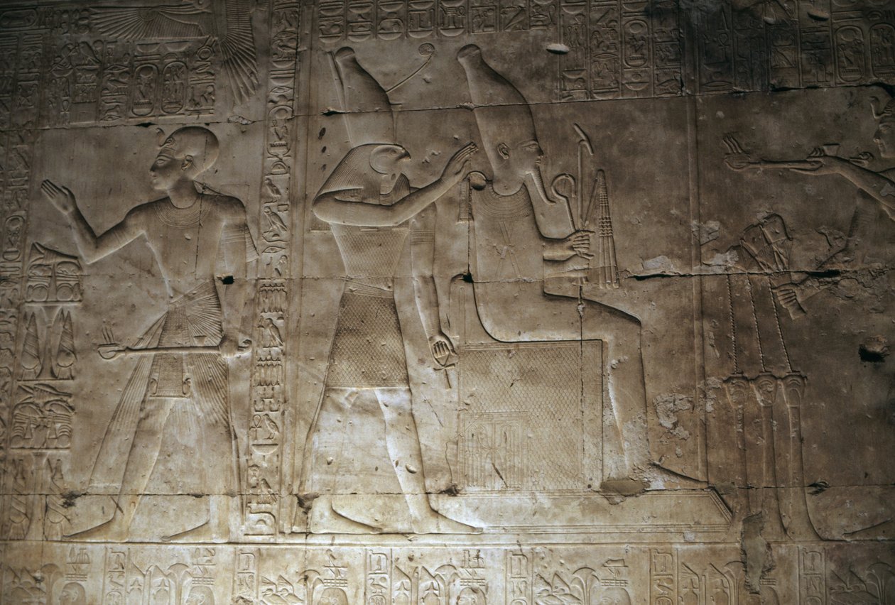 Relief, Tempel von Seti I, Abydos, Ägypten, ägyptische Zivilisation, Neues Reich, Dynastie XIX von Egyptian 19th Dynasty