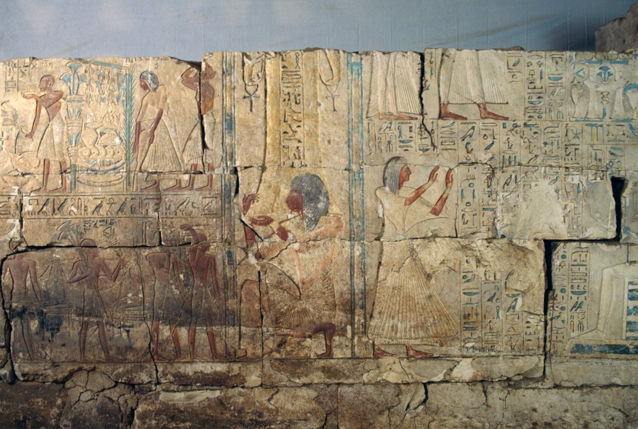 Relief aus dem Grab von Netcherouymes, hoher Beamter von Ramses II., Saqqara, Ägypten, ägyptische Zivilisation, Neues Reich, Dynastie XIX von Egyptian 19th Dynasty