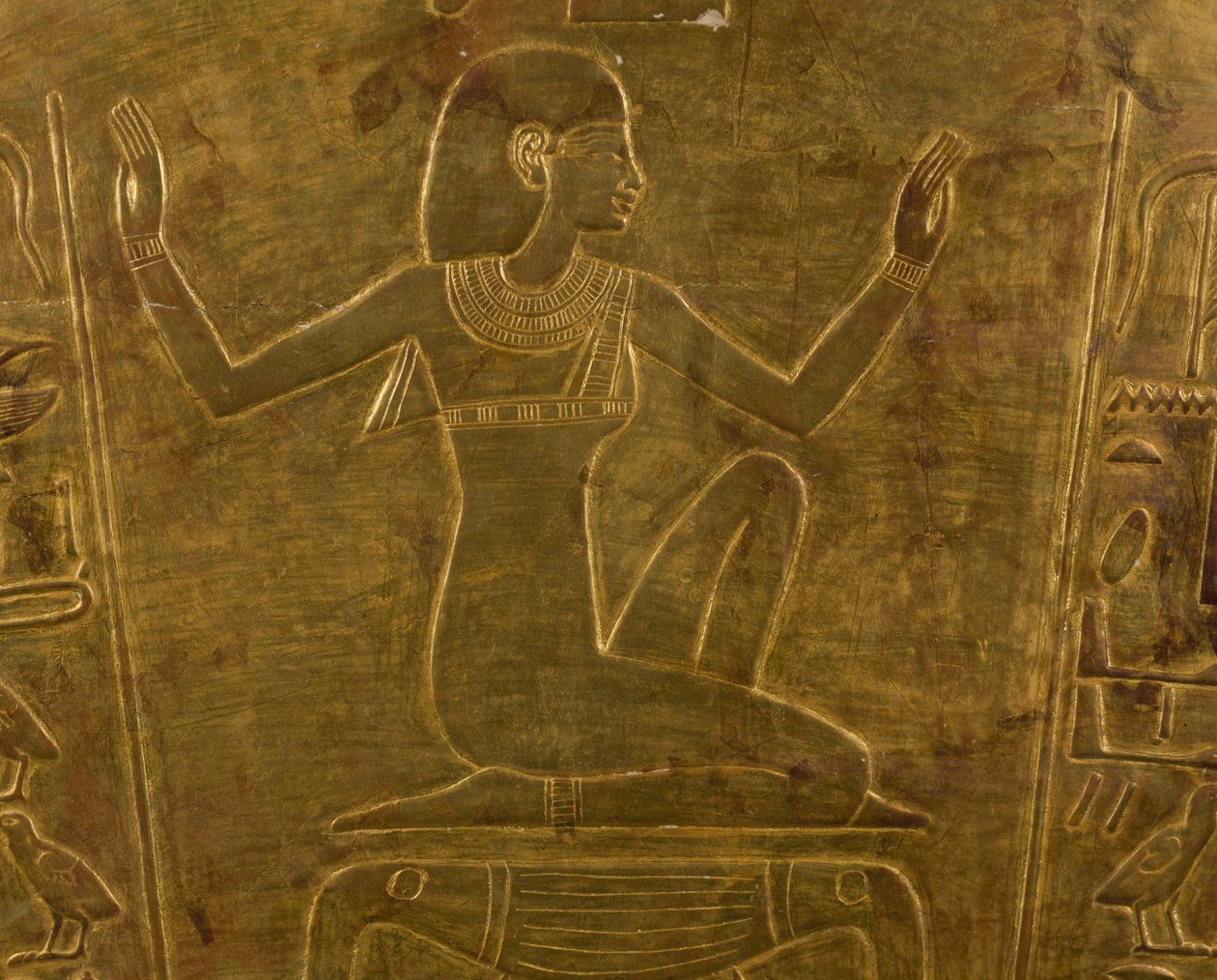 Die Göttin Isis, dekoratives Detail des Sarkophags von Königin Tuya, Mutter von Ramses II., vergoldetes Holz, ägyptische Zivilisation, Neues Reich, Dynastie XIX von Egyptian 19th Dynasty