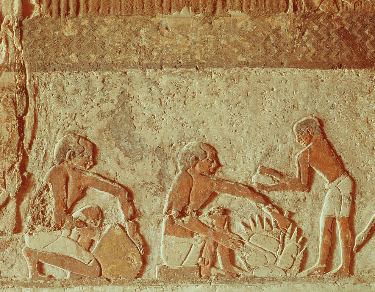 Relief, das die Herstellung und das Backen von Brot darstellt, Altes Reich (Wandmalerei) von Egyptian 5th Dynasty