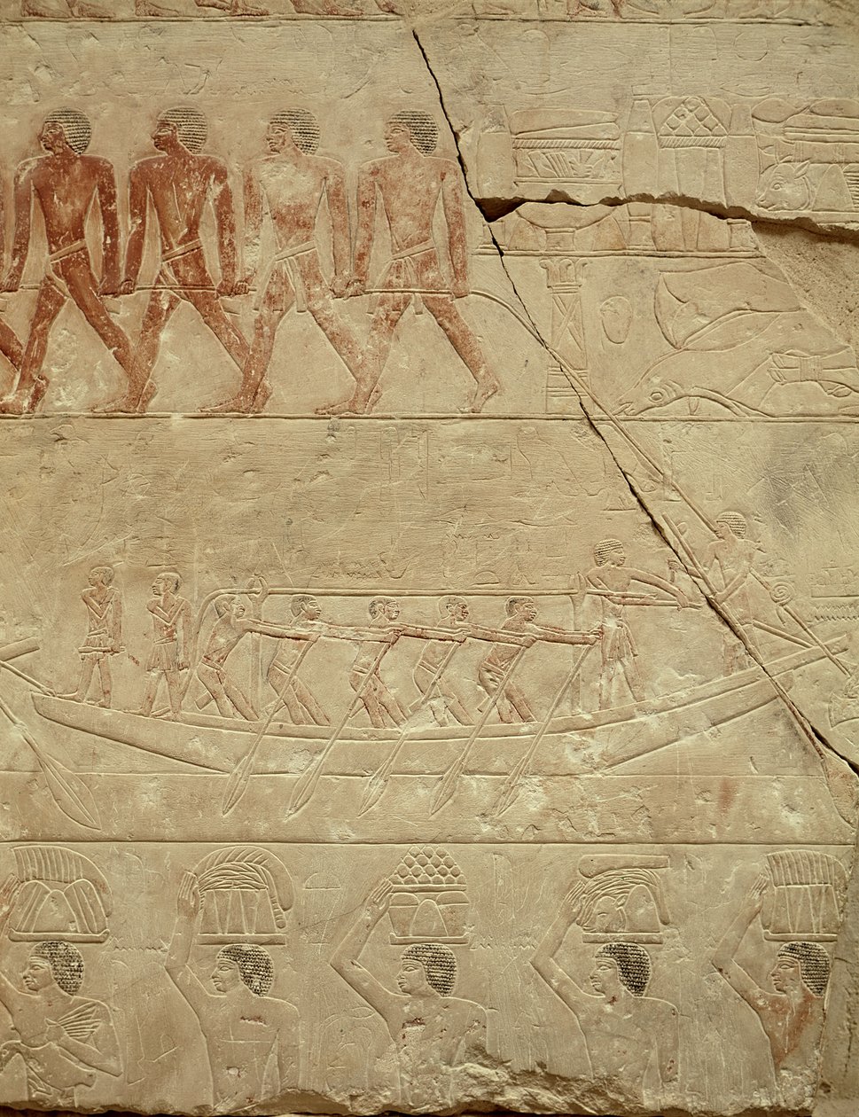 Ein Boot schleppen, aus der Mastaba von Mereruka, Altes Reich von Egyptian 6th Dynasty