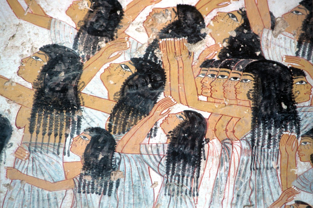 Altes Ägypten, Malerei, Klagende Frauen in der Trauerprozession, Grab von Ramose, Tal der Adligen, Theben von Egyptian Egyptian