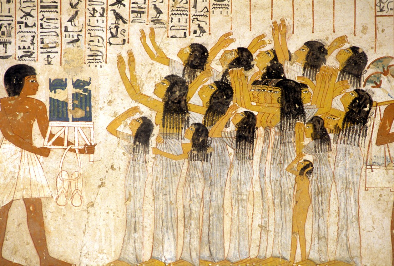 Altes Ägypten, Fresko, Klagende Frauen in der Trauerprozession, Grab von Ramose, Theben, Tal der Adligen von Egyptian Egyptian