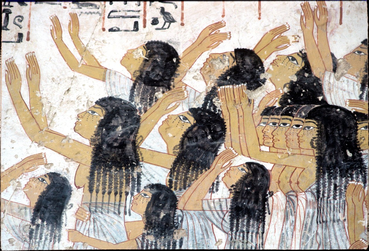 Altes Ägypten, Wandmalerei, Klagende Frauen in einem Trauerzug, Grab von Ramose, Theben von Egyptian Egyptian
