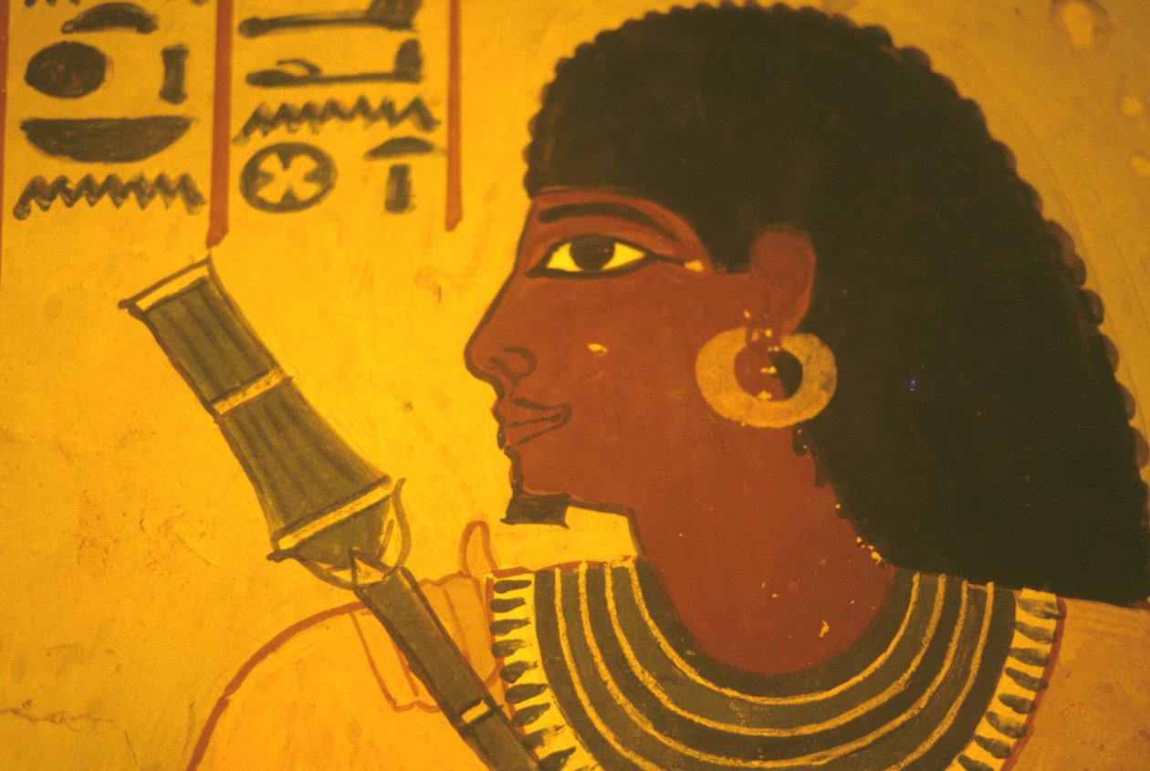 Altes Ägypten, Wandmalerei, Grab des Sennufer, Theben/Luxor, Sennufer hält Zepter, Bürgermeister von Theben, Aufseher unter Amenophis II. von Egyptian Egyptian