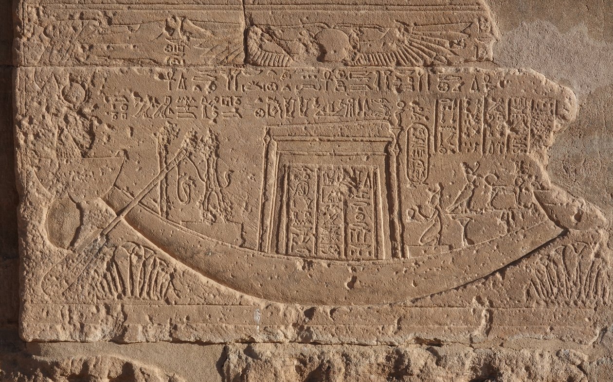 Bootssymbol des Lebens und der Sonne, Tempel von Philae von Egyptian Egyptian