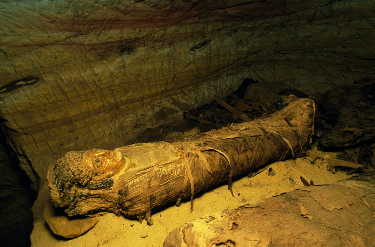 Mumie, Tal der Goldenen Mumien, Bahariya-Oase, Gizeh, Ägypten. Ägyptische Zivilisation von Egyptian Egyptian