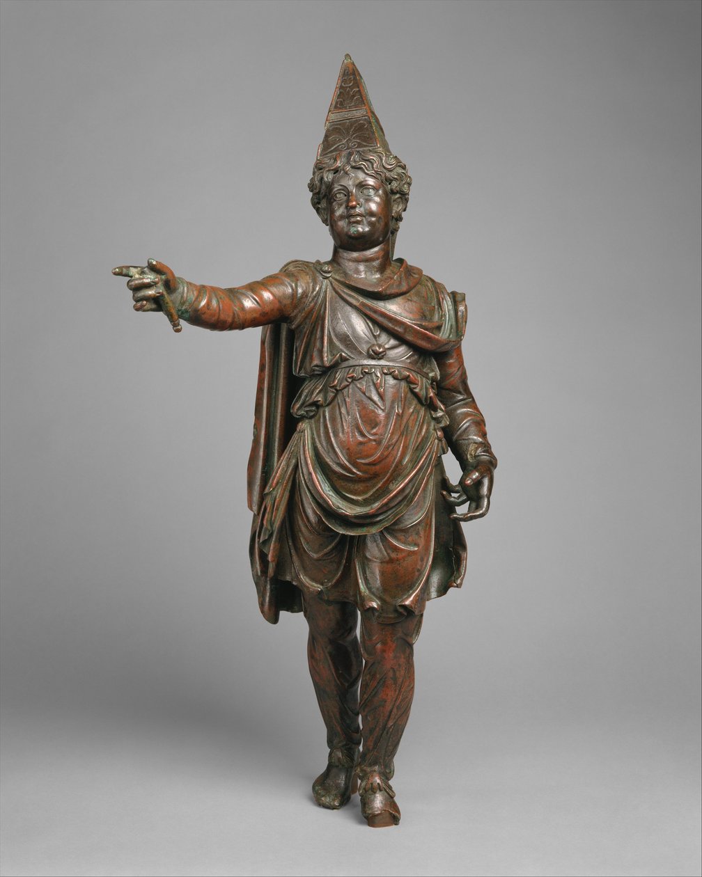 Bronzestatuette eines Jungen in östlicher Kleidung, Mitte bis Ende 1. Jahrhundert v. Chr. (Bronze) von Egyptian Ptolemaic Period