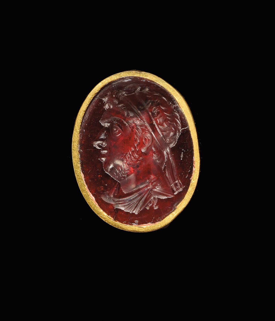 Hellenistischer Intaglioring mit königlichem Porträt eines ptolemäischen Herrschers, wahrscheinlich Ptolemaios IX., Soter II, spätes 2. - frühes 1. Jahrhundert v. Chr. von Egyptian Ptolemaic Period