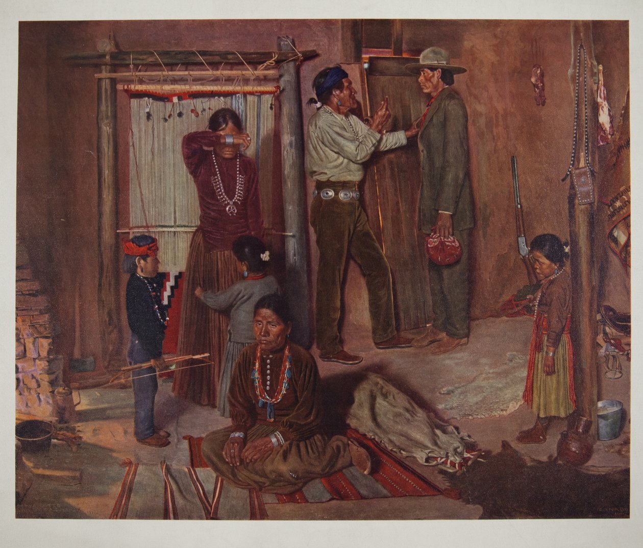 Verlassen des Hauses für die Carlisle Indian School (Chromolitho) von Elbridge Ayer Burbank