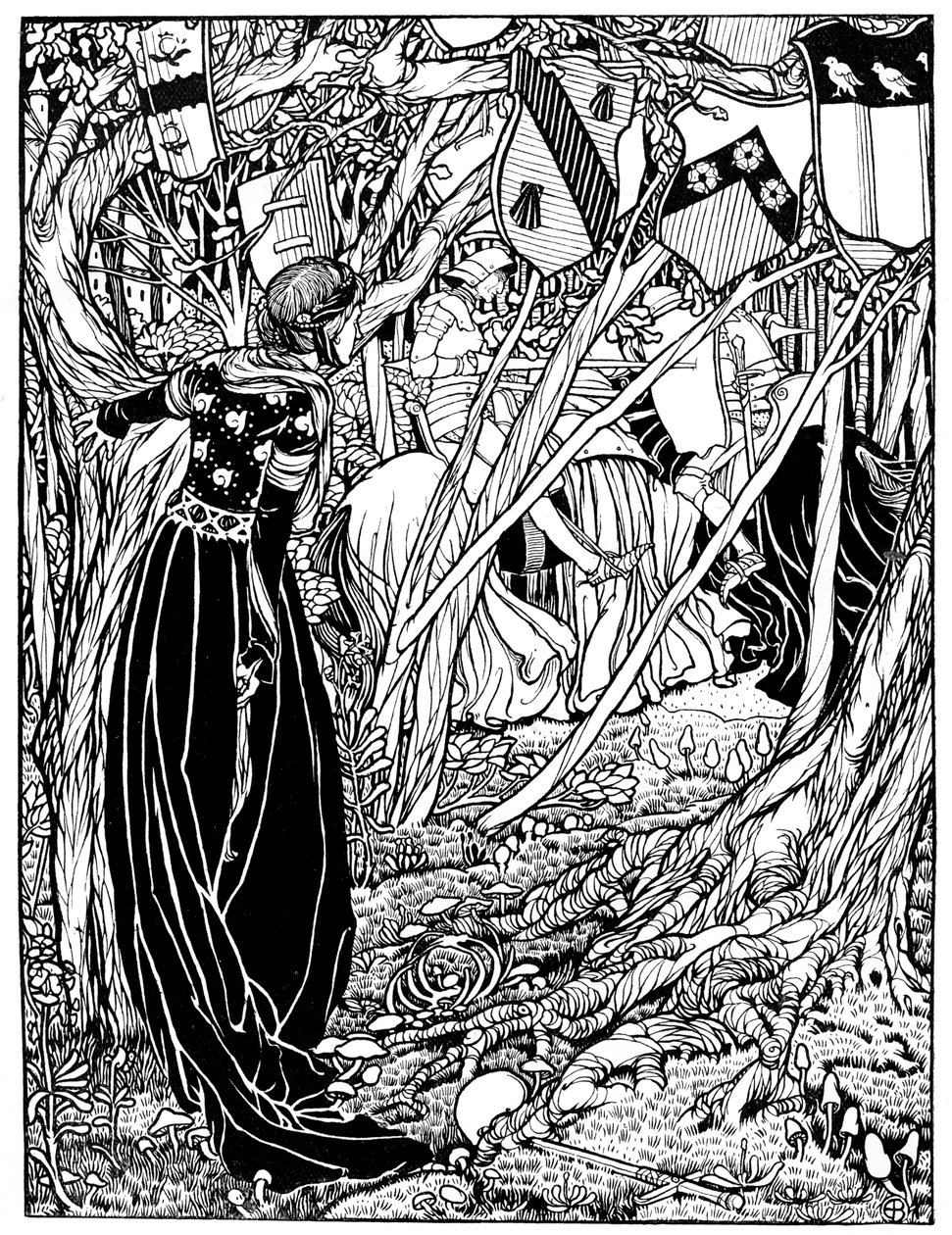 Eine Illustration für Sir Lancelot Du Lake, 1898 von Eleanor Fortescue Brickdale