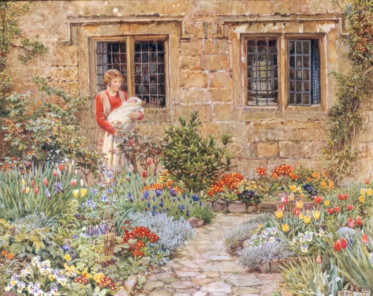 Mutter und Kind in einem Blumengarten von Eleanor Fortescue-Brickdale