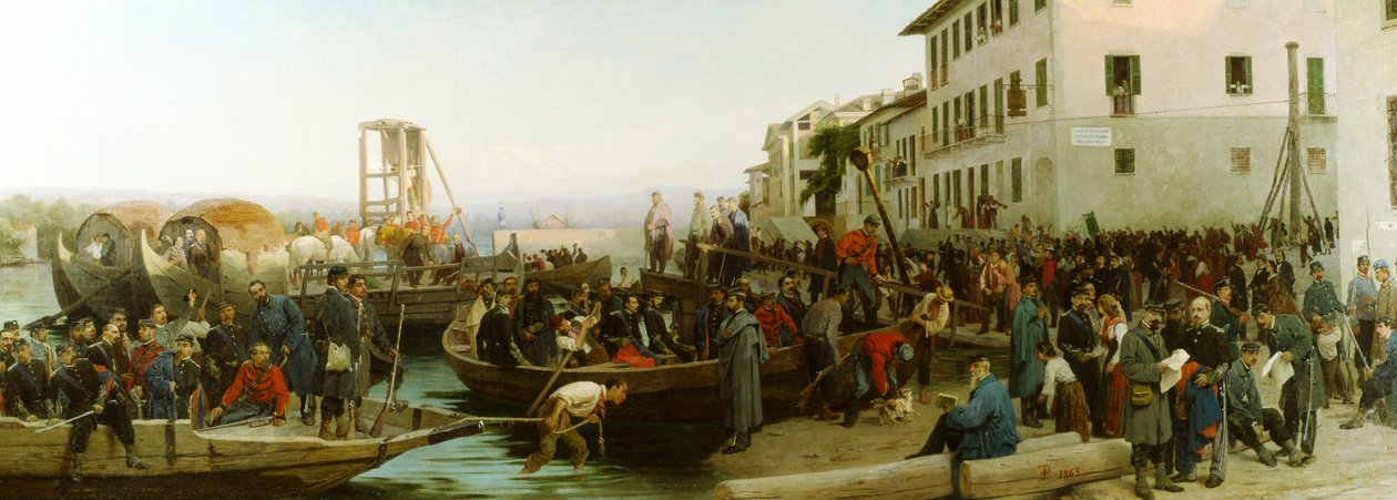 Die Landung in Sesto Calende am 26. April 1859, 1865 von Eleuterio Pagliano